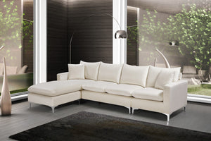 Naomi Velvet / Engineered Wood / Metal / Foam Contemporary Cream Velvet 2pc. Reversible Sectional - 110" W x 66" D x 33" H