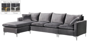 Naomi Velvet / Engineered Wood / Metal / Foam Contemporary Grey Velvet 2pc. Reversible Sectional - 110" W x 66" D x 33" H