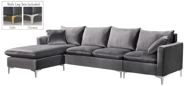 Naomi Velvet / Engineered Wood / Metal / Foam Contemporary Grey Velvet 2pc. Reversible Sectional - 110" W x 66" D x 33" H