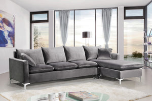 Naomi Velvet / Engineered Wood / Metal / Foam Contemporary Grey Velvet 2pc. Reversible Sectional - 110" W x 66" D x 33" H