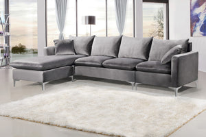 Naomi Velvet / Engineered Wood / Metal / Foam Contemporary Grey Velvet 2pc. Reversible Sectional - 110" W x 66" D x 33" H