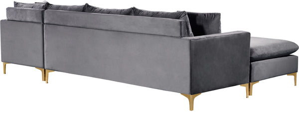 Naomi Velvet / Engineered Wood / Metal / Foam Contemporary Grey Velvet 2pc. Reversible Sectional - 110" W x 66" D x 33" H