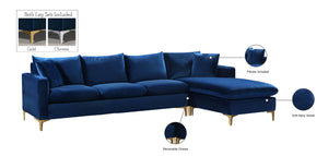 Naomi Velvet / Engineered Wood / Metal / Foam Contemporary Navy Velvet 2pc. Reversible Sectional - 110" W x 66" D x 33" H