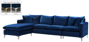 Naomi Velvet / Engineered Wood / Metal / Foam Contemporary Navy Velvet 2pc. Reversible Sectional - 110" W x 66" D x 33" H