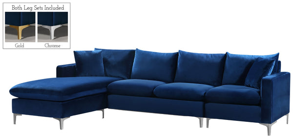 Naomi Velvet / Engineered Wood / Metal / Foam Contemporary Navy Velvet 2pc. Reversible Sectional - 110" W x 66" D x 33" H