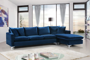 Naomi Velvet / Engineered Wood / Metal / Foam Contemporary Navy Velvet 2pc. Reversible Sectional - 110" W x 66" D x 33" H