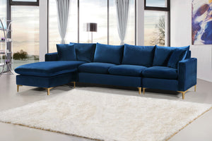 Naomi Velvet / Engineered Wood / Metal / Foam Contemporary Navy Velvet 2pc. Reversible Sectional - 110" W x 66" D x 33" H