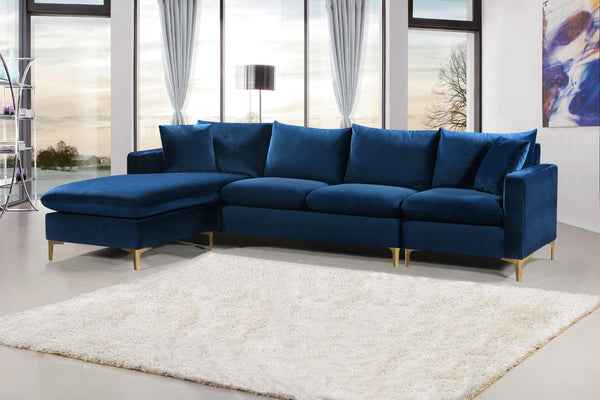 Naomi Velvet / Engineered Wood / Metal / Foam Contemporary Navy Velvet 2pc. Reversible Sectional - 110" W x 66" D x 33" H
