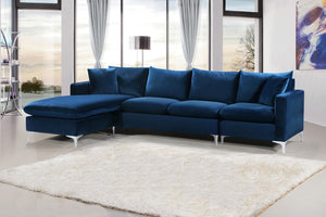 Naomi Velvet / Engineered Wood / Metal / Foam Contemporary Navy Velvet 2pc. Reversible Sectional - 110" W x 66" D x 33" H