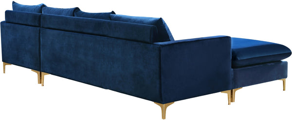 Naomi Velvet / Engineered Wood / Metal / Foam Contemporary Navy Velvet 2pc. Reversible Sectional - 110" W x 66" D x 33" H