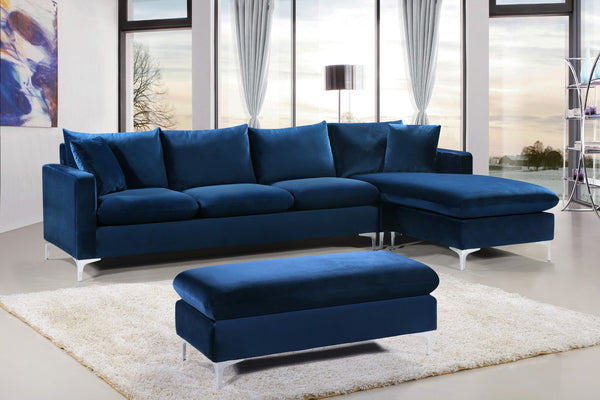 Naomi Velvet / Engineered Wood / Metal / Foam Contemporary Navy Velvet 2pc. Reversible Sectional - 110" W x 66" D x 33" H