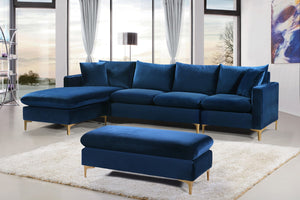 Naomi Velvet / Engineered Wood / Metal / Foam Contemporary Navy Velvet 2pc. Reversible Sectional - 110" W x 66" D x 33" H