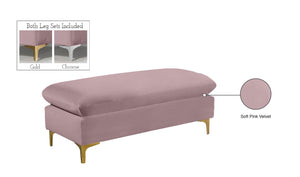 Naomi Velvet / Engineered Wood / Metal / Foam Contemporary Pink Velvet Ottoman - 48" W x 22" D x 19" H