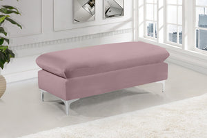 Naomi Velvet / Engineered Wood / Metal / Foam Contemporary Pink Velvet Ottoman - 48" W x 22" D x 19" H
