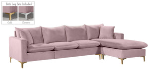 Naomi Velvet / Engineered Wood / Metal / Foam Contemporary Pink Velvet 2pc. Reversible Sectional - 110" W x 66" D x 33" H