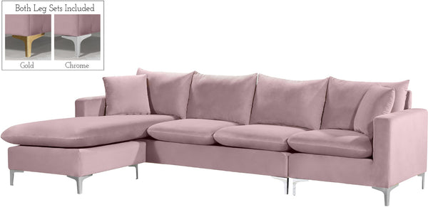 Naomi Velvet / Engineered Wood / Metal / Foam Contemporary Pink Velvet 2pc. Reversible Sectional - 110" W x 66" D x 33" H