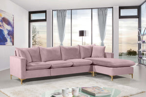 Naomi Velvet / Engineered Wood / Metal / Foam Contemporary Pink Velvet 2pc. Reversible Sectional - 110" W x 66" D x 33" H