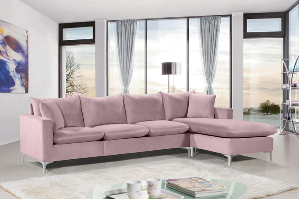 Naomi Velvet / Engineered Wood / Metal / Foam Contemporary Pink Velvet 2pc. Reversible Sectional - 110" W x 66" D x 33" H