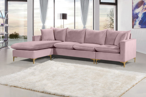 Naomi Velvet / Engineered Wood / Metal / Foam Contemporary Pink Velvet 2pc. Reversible Sectional - 110" W x 66" D x 33" H