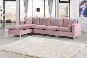 Naomi Velvet / Engineered Wood / Metal / Foam Contemporary Pink Velvet 2pc. Reversible Sectional - 110" W x 66" D x 33" H