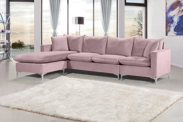 Naomi Velvet / Engineered Wood / Metal / Foam Contemporary Pink Velvet 2pc. Reversible Sectional - 110" W x 66" D x 33" H