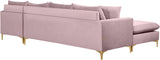 Naomi Velvet / Engineered Wood / Metal / Foam Contemporary Pink Velvet 2pc. Reversible Sectional - 110" W x 66" D x 33" H
