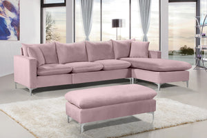 Naomi Velvet / Engineered Wood / Metal / Foam Contemporary Pink Velvet 2pc. Reversible Sectional - 110" W x 66" D x 33" H