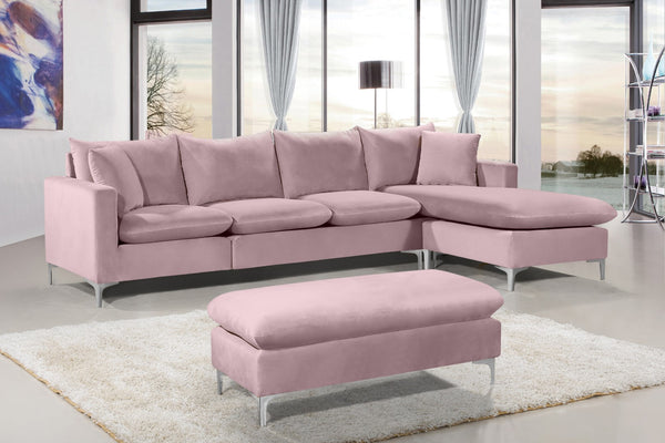 Naomi Velvet / Engineered Wood / Metal / Foam Contemporary Pink Velvet 2pc. Reversible Sectional - 110" W x 66" D x 33" H