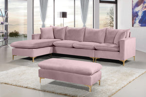 Naomi Velvet / Engineered Wood / Metal / Foam Contemporary Pink Velvet 2pc. Reversible Sectional - 110" W x 66" D x 33" H