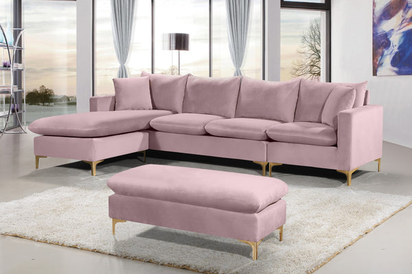 Naomi Velvet / Engineered Wood / Metal / Foam Contemporary Pink Velvet 2pc. Reversible Sectional - 110" W x 66" D x 33" H