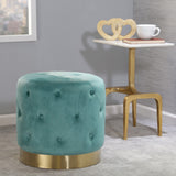 Sagebrook Home Glam Tufted 18" Ottoman, Teal 14482-03 Turq/teal Iron