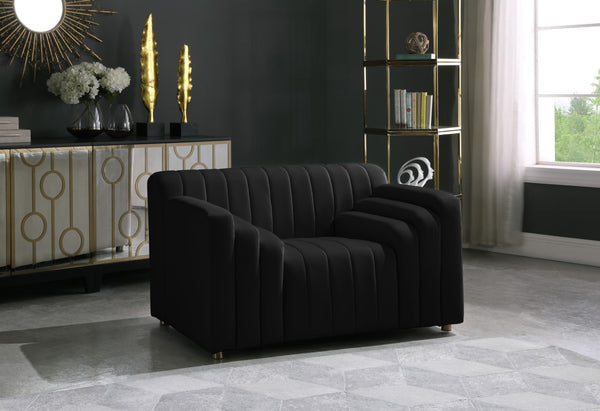 Naya Velvet / Engineered Wood / Metal / Foam Contemporary Black Velvet Chair - 51.5" W x 35.5" D x 28.5" H