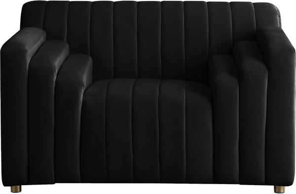 Naya Velvet / Engineered Wood / Metal / Foam Contemporary Black Velvet Chair - 51.5" W x 35.5" D x 28.5" H