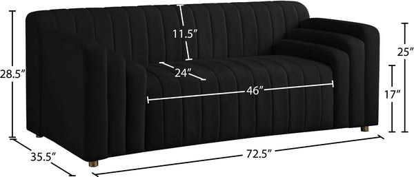 Naya Velvet / Engineered Wood / Metal / Foam Contemporary Black Velvet Loveseat - 72.5" W x 35.5" D x 28.5" H