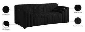 Naya Velvet / Engineered Wood / Metal / Foam Contemporary Black Velvet Loveseat - 72.5" W x 35.5" D x 28.5" H