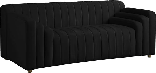 Naya Velvet / Engineered Wood / Metal / Foam Contemporary Black Velvet Loveseat - 72.5" W x 35.5" D x 28.5" H