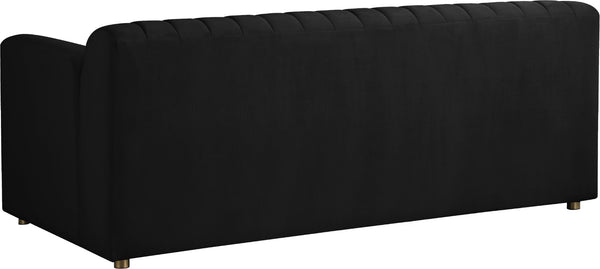 Naya Velvet / Engineered Wood / Metal / Foam Contemporary Black Velvet Loveseat - 72.5" W x 35.5" D x 28.5" H