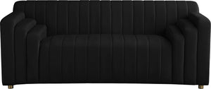 Naya Velvet / Engineered Wood / Metal / Foam Contemporary Black Velvet Loveseat - 72.5" W x 35.5" D x 28.5" H