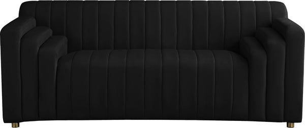 Naya Velvet / Engineered Wood / Metal / Foam Contemporary Black Velvet Loveseat - 72.5" W x 35.5" D x 28.5" H