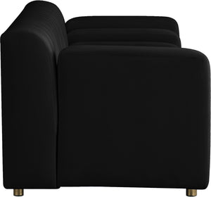 Naya Velvet / Engineered Wood / Metal / Foam Contemporary Black Velvet Loveseat - 72.5" W x 35.5" D x 28.5" H