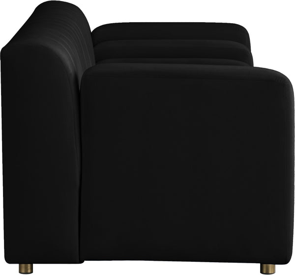 Naya Velvet / Engineered Wood / Metal / Foam Contemporary Black Velvet Loveseat - 72.5" W x 35.5" D x 28.5" H