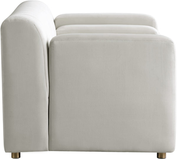 Naya Velvet / Engineered Wood / Metal / Foam Contemporary Cream Velvet Chair - 51.5" W x 35.5" D x 28.5" H