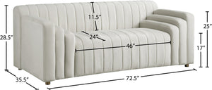 Naya Velvet / Engineered Wood / Metal / Foam Contemporary Cream Velvet Loveseat - 72.5" W x 35.5" D x 28.5" H