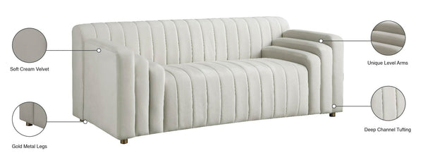 Naya Velvet / Engineered Wood / Metal / Foam Contemporary Cream Velvet Loveseat - 72.5" W x 35.5" D x 28.5" H
