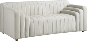 Naya Velvet / Engineered Wood / Metal / Foam Contemporary Cream Velvet Loveseat - 72.5" W x 35.5" D x 28.5" H