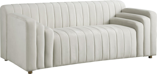 Naya Velvet / Engineered Wood / Metal / Foam Contemporary Cream Velvet Loveseat - 72.5" W x 35.5" D x 28.5" H