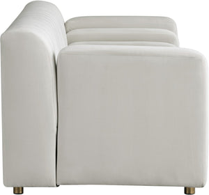 Naya Velvet / Engineered Wood / Metal / Foam Contemporary Cream Velvet Loveseat - 72.5" W x 35.5" D x 28.5" H