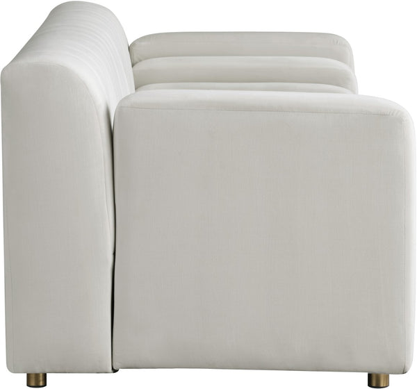 Naya Velvet / Engineered Wood / Metal / Foam Contemporary Cream Velvet Loveseat - 72.5" W x 35.5" D x 28.5" H