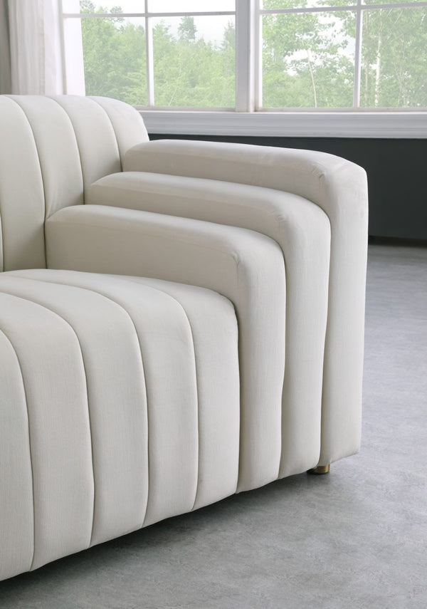 Naya Velvet / Engineered Wood / Metal / Foam Contemporary Cream Velvet Loveseat - 72.5" W x 35.5" D x 28.5" H