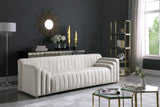 Naya Velvet / Engineered Wood / Metal / Foam Contemporary Cream Velvet Sofa - 93.5" W x 35.5" D x 28.5" H